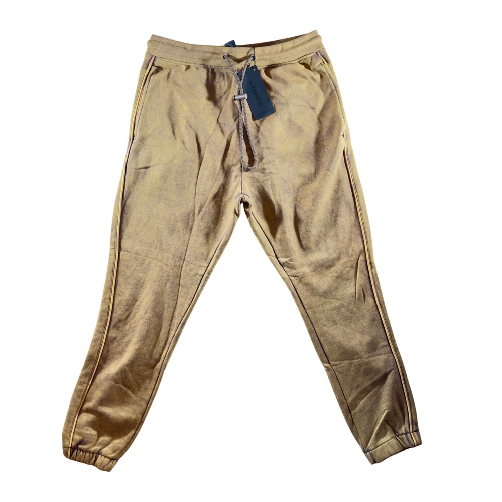 308 | Alphalete Joggers Mens Small NWT Acid Wash Tapered Joggers Tan Mustard